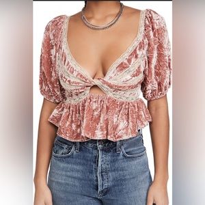 Free People Yours Truly Velvet Top in mauve
